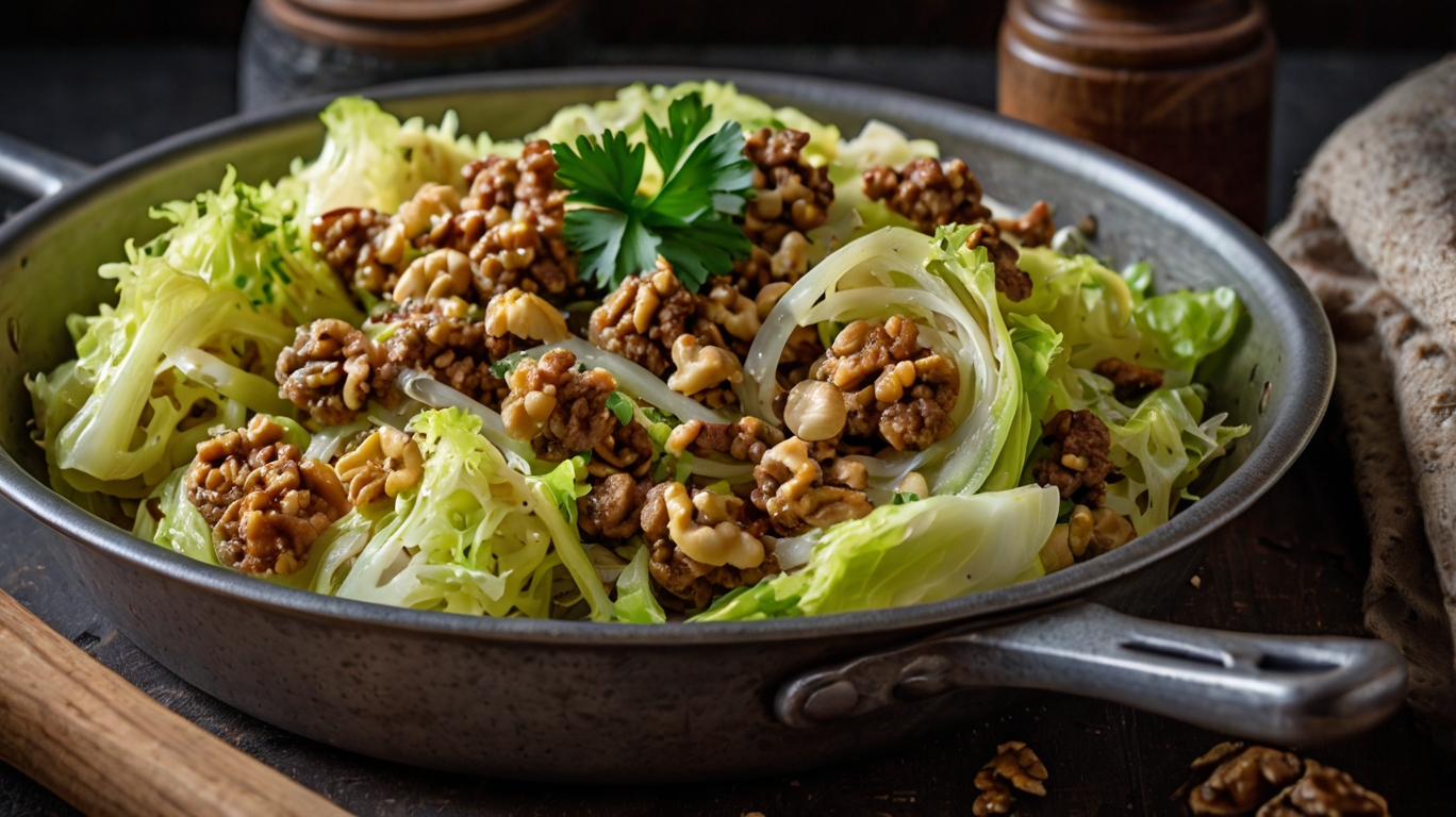 Herzhafte Hackfleisch-Wirsing-Pfanne mit Walnüssen