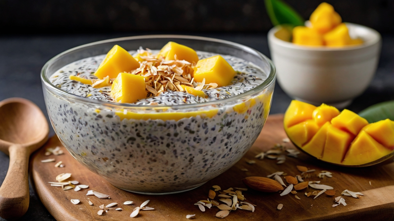 Tropischer Mango-Chia-Pudding