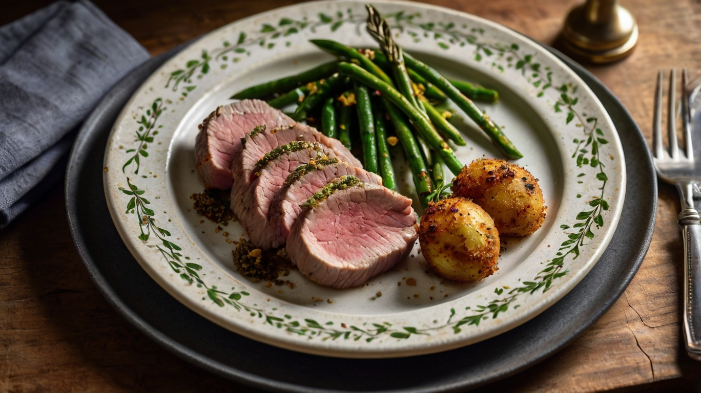 Saftiges Lammfilet mit Kräuterkruste & Rösterdäpfeln – Perfekt für Feinschmecker!