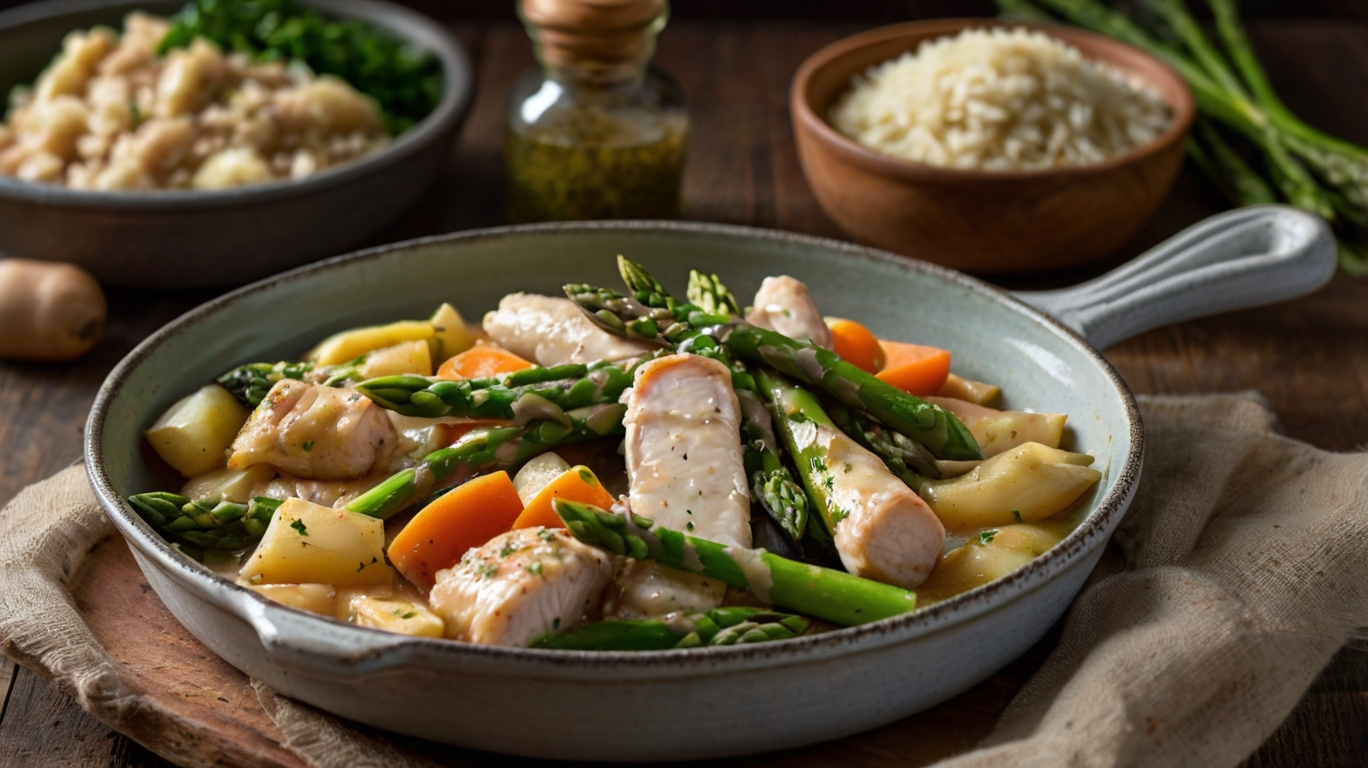 Cremige Hähnchen-Spargel-Pfanne mit Curry – in 25 Minuten fertig!