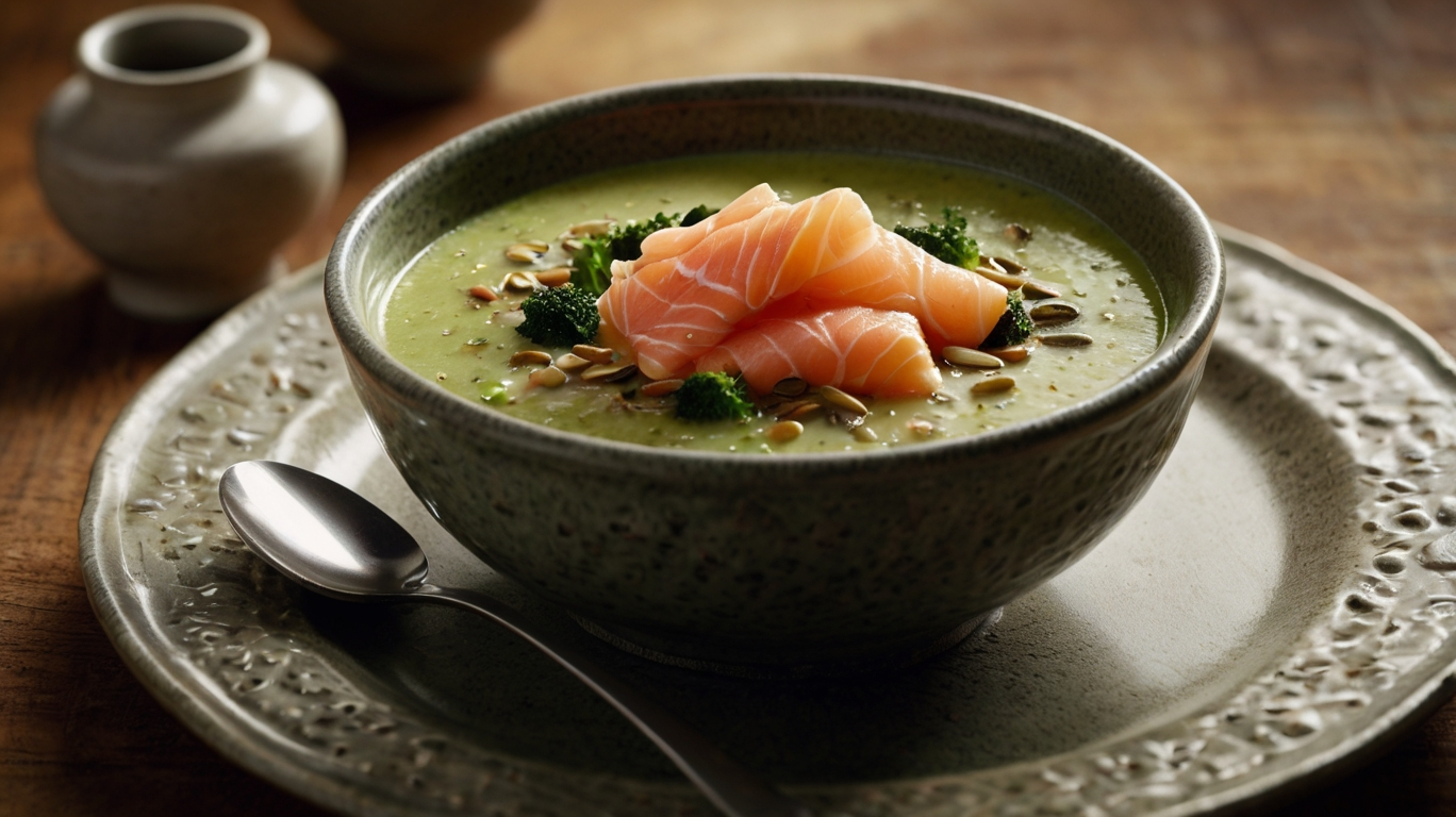 Cremige Brokkolisuppe mit Lachs – schnell & köstlich!