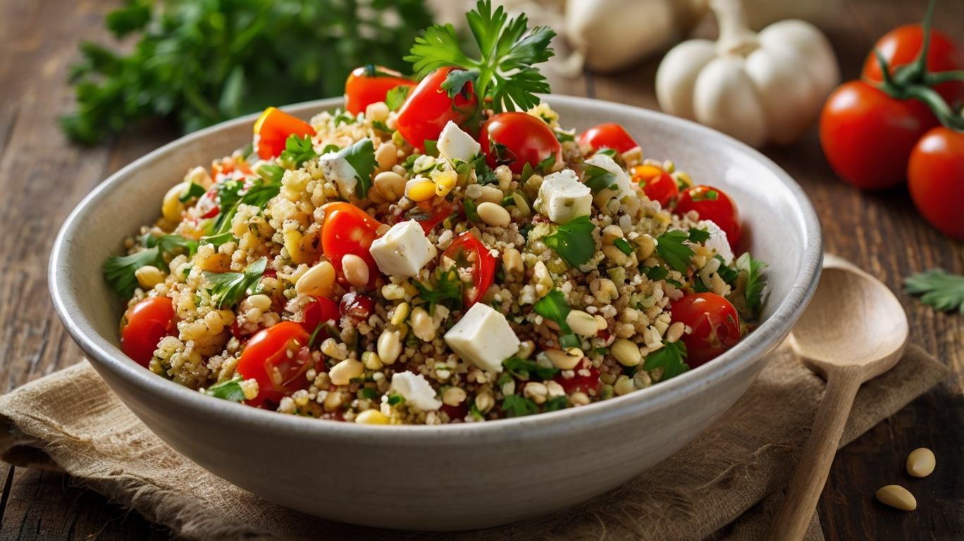 Frischer Quinoa-Salat mit Feta & Pinienkernen – perfekt für den Sommer!
